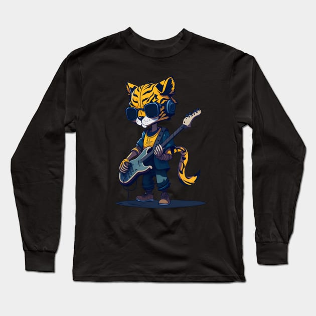 Bass Guitar Tiger Long Sleeve T-Shirt by SergioCoelho_Arts